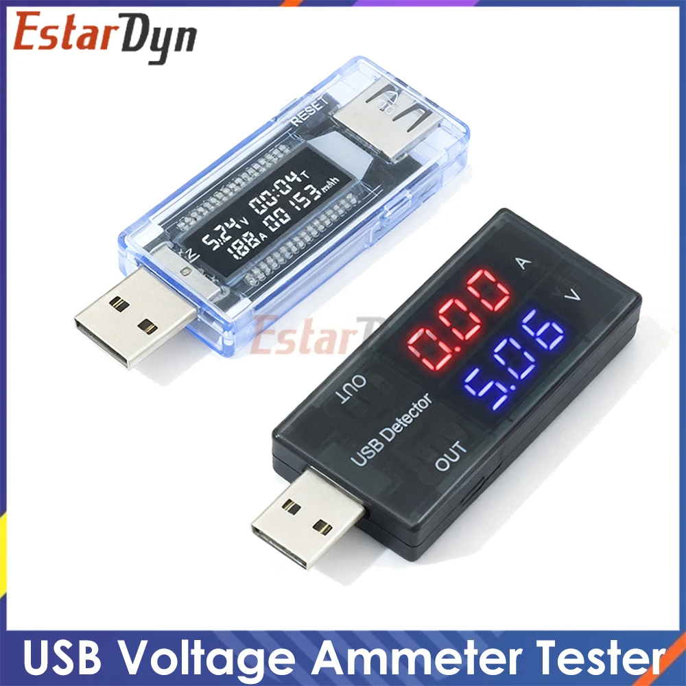 Battery Capacity Tester, USB Voltage Current Meter for Power Bank Smartphone Charger, LCD Display Detector Tool