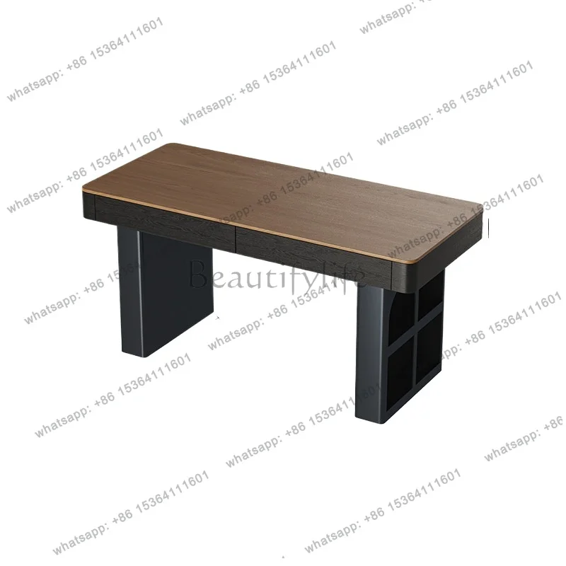 

Medieval style solid wood desk household high-end small apartment study desk