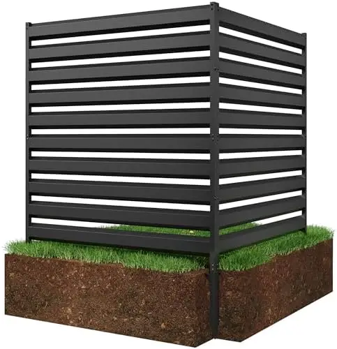 42" H x 38" W Metal Air Conditioner Fence, No Dig Outdoor Privacy Screen, Trash Can Hider, Pool Equipment Enclosure