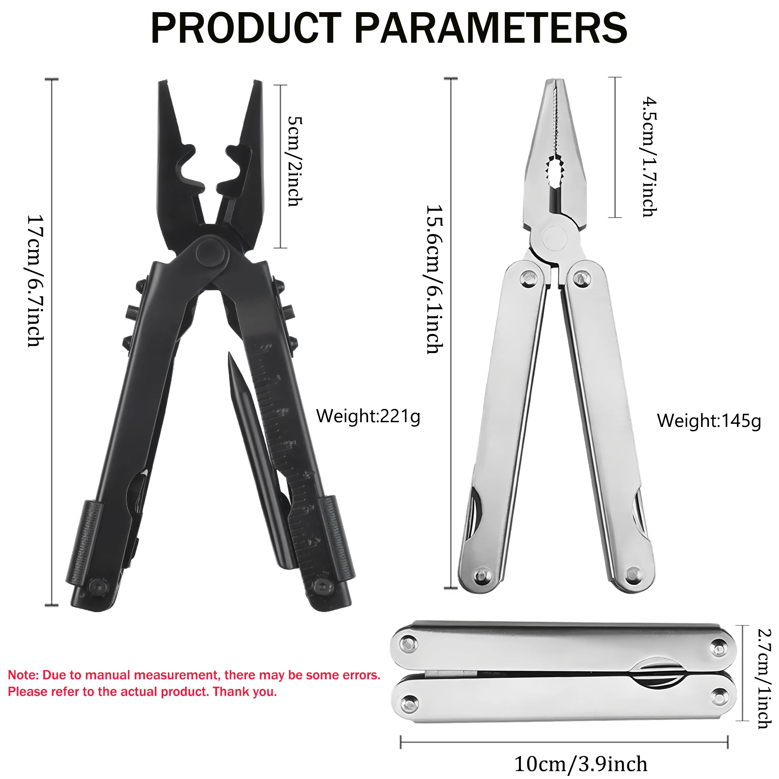 1/2PCS,Folding Multitool Pliers Combination Tool Stainless Steel Folding Knife Bottle Opener Outdoor Survival Pliers Tools