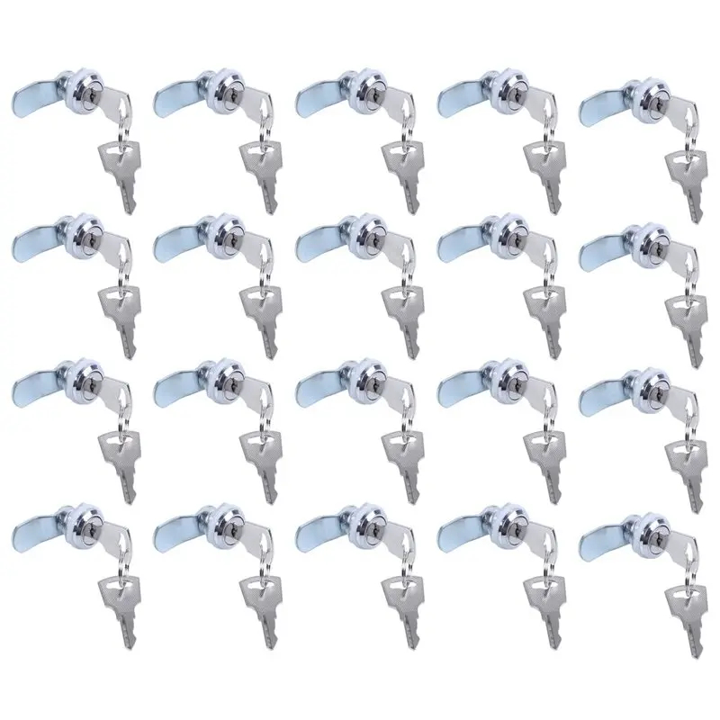AT19-20X Useful Cam Locks For Lockers,Cabinet Mailbox,Drawers, Cupboards + Keys