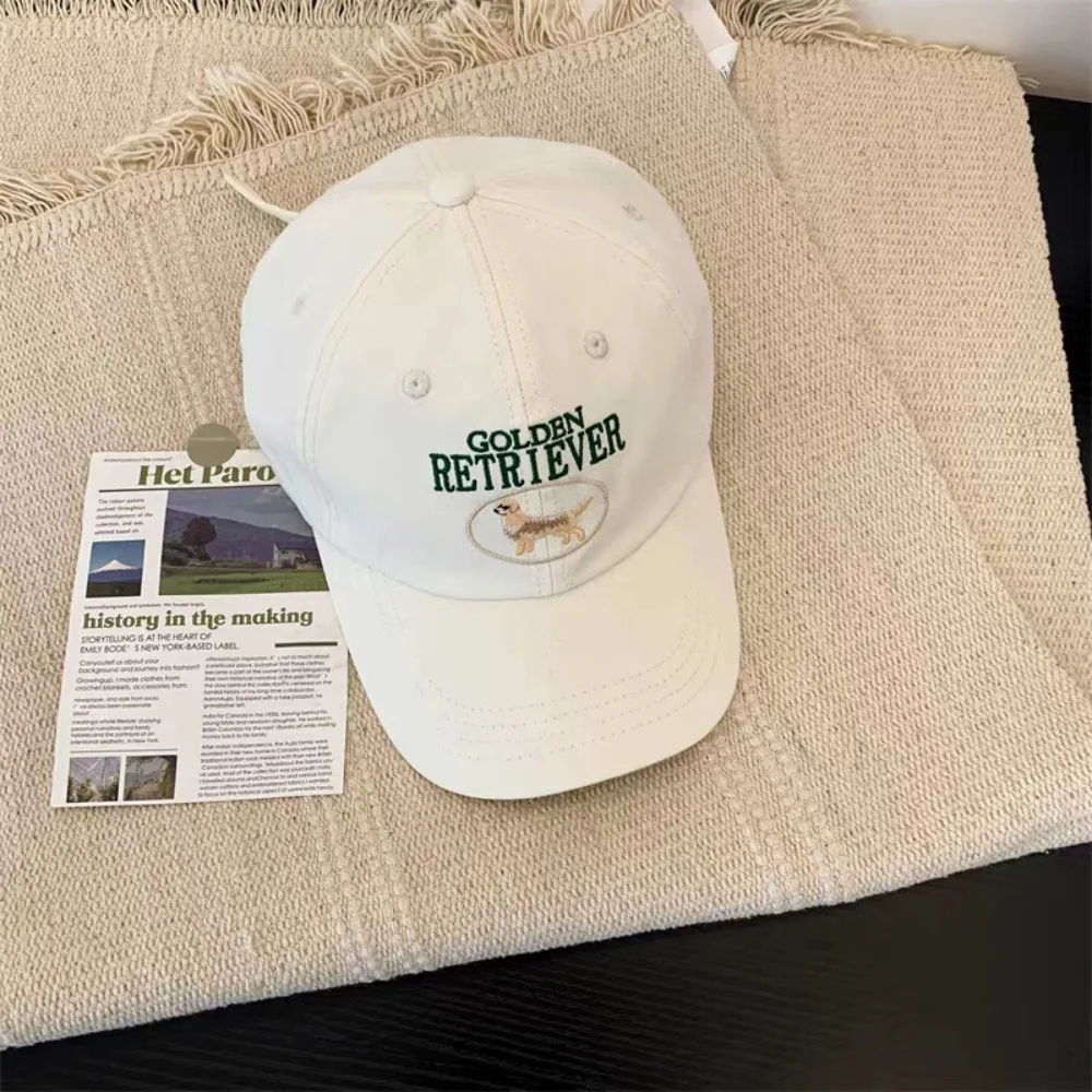 

Versatile Korean Style Embroidery Baseball Hat Puppy Casual Sweet Baseball Cap Soild Color Cotton Sunscreen Hat Streetwear