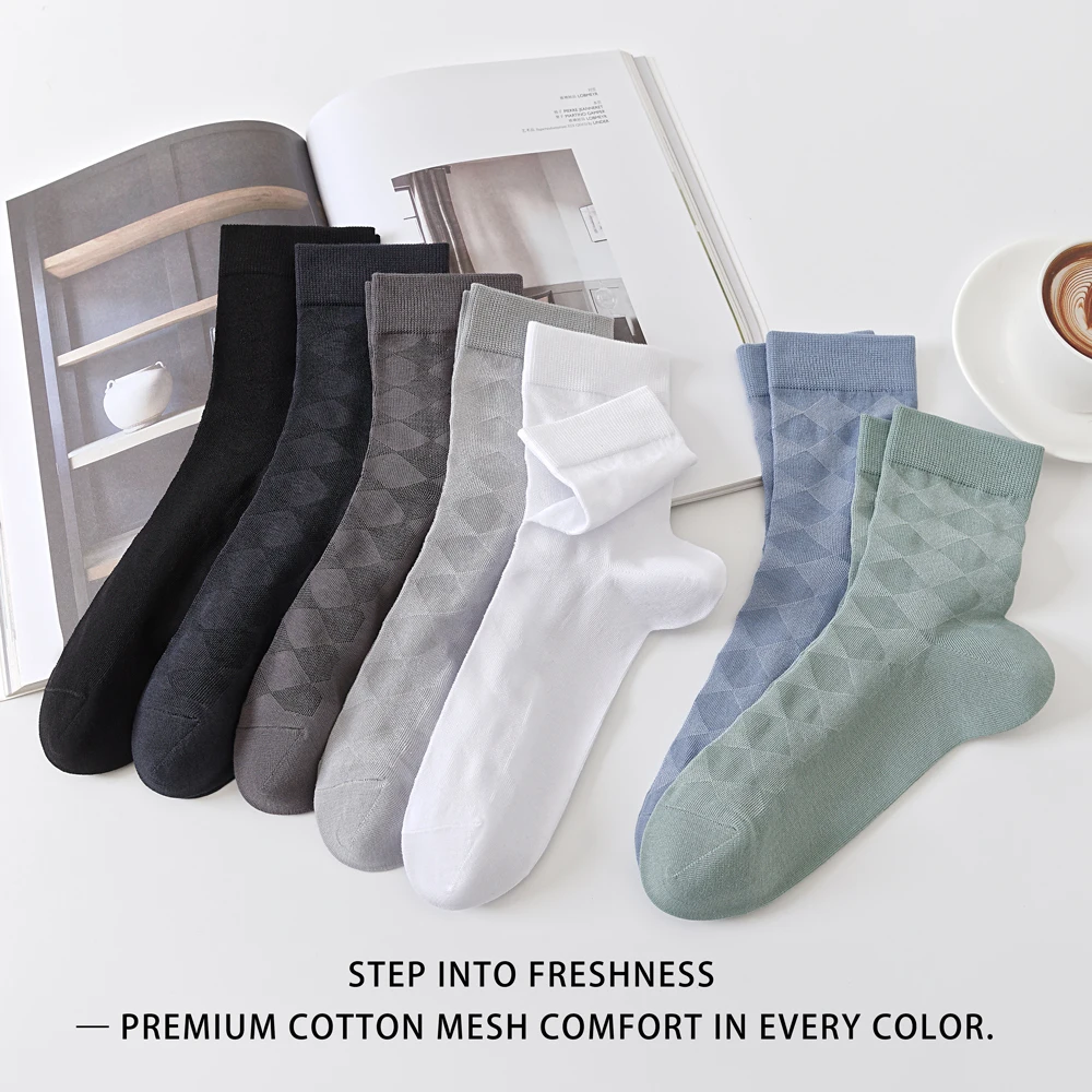 5 Pairs Men's Summer Cotton Mesh Socks  Breathable Anti-Odor Quick-Dry Ankle Socks for Men Seamless Comfort Fit