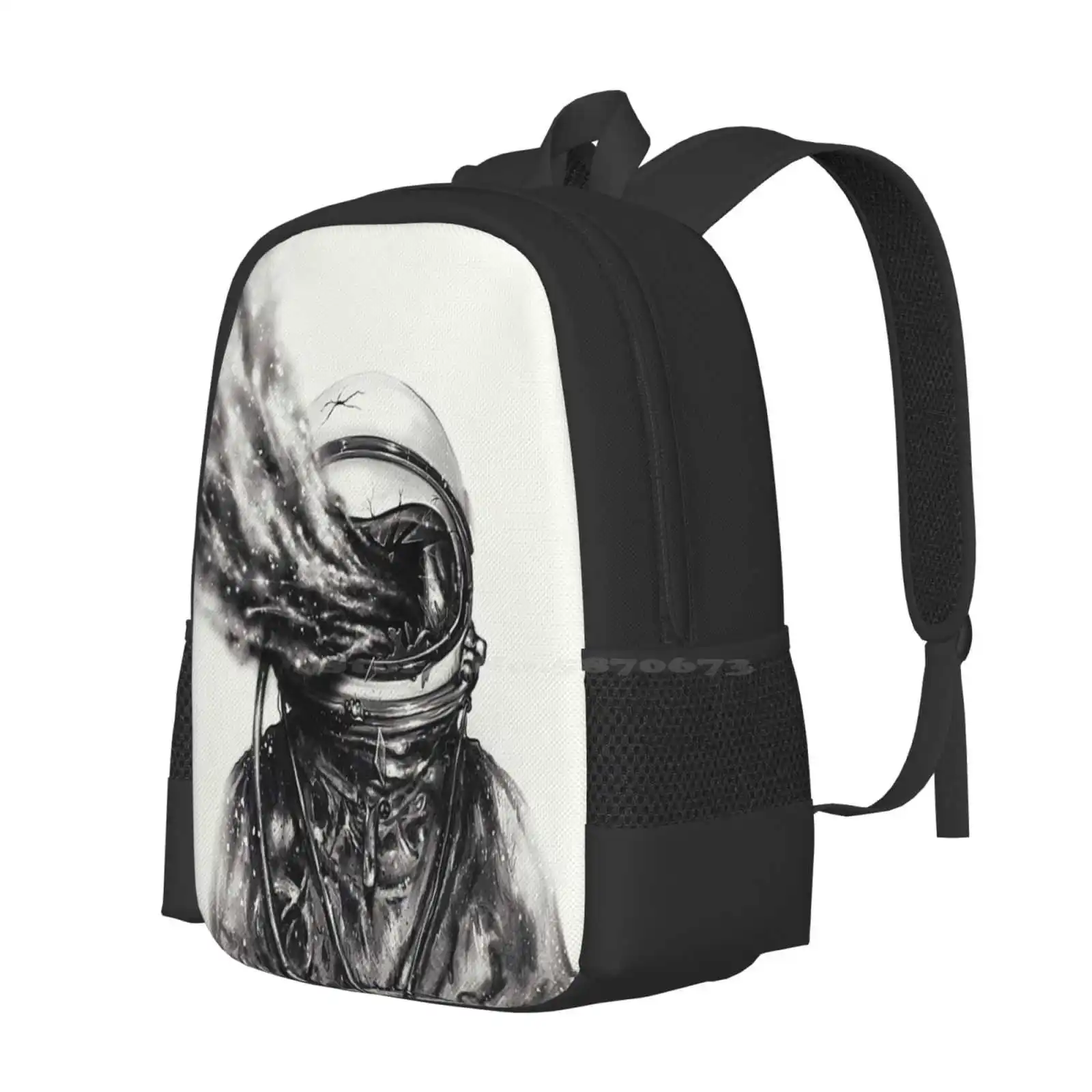 Transposed Pattern Design Laptop Travel School Bags Astronaut Galaxy Stars Smoke Dust Cosmonaut Spaceman Astronomy Black And