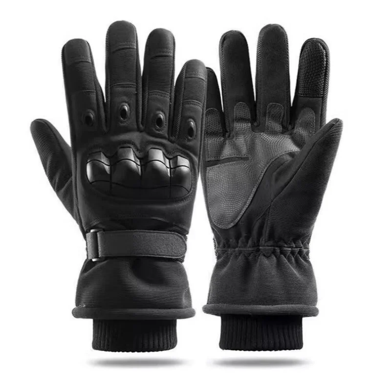 Gloves Winter MEN'S Fur Mouth Plush Insulation Gloves Outdoor Cycling Motorcycle Touch Screen Cotton Gloves