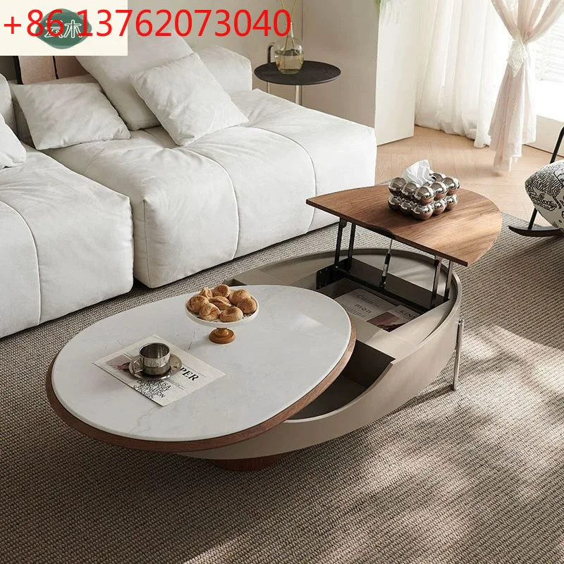 

Multifunctional living room storage coffee table Italian light luxury oval liftable