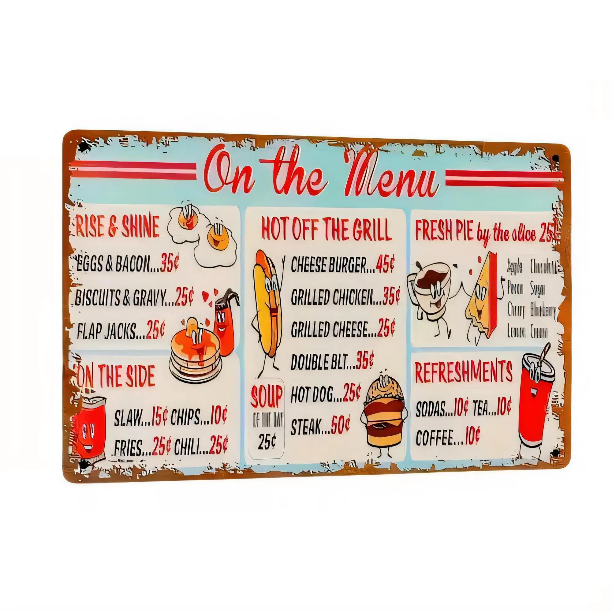 Tin Sign On The Menu Retro Diner Restaurant Food Quote Metal Wall Art Vintage BBQ Kitchen Decor Plaque for Home Bar Cafe Wall De