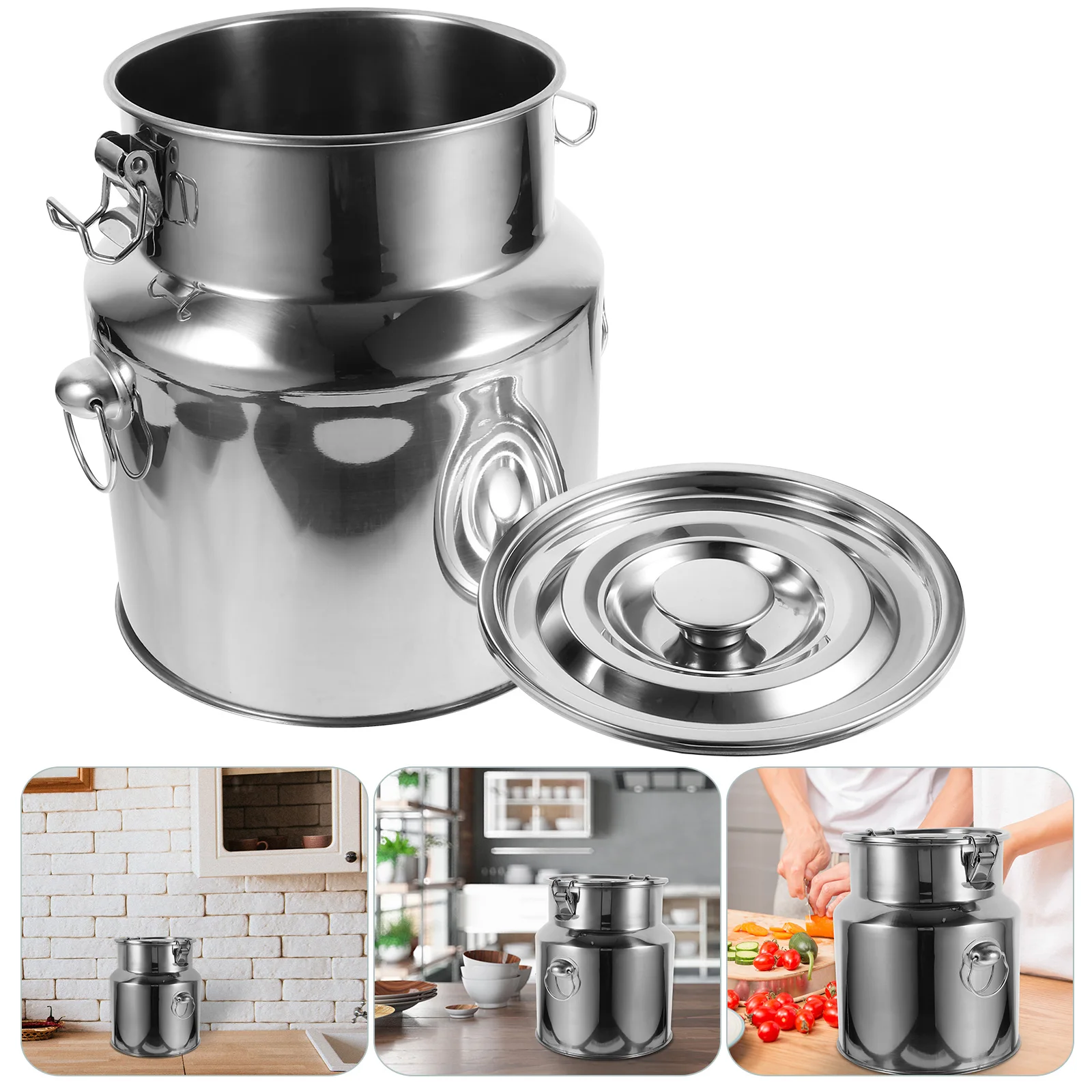 

Stainless Steel Storage Bucket Multi-Purpose Rice Sealed Container Kitchen Food Storage Solution