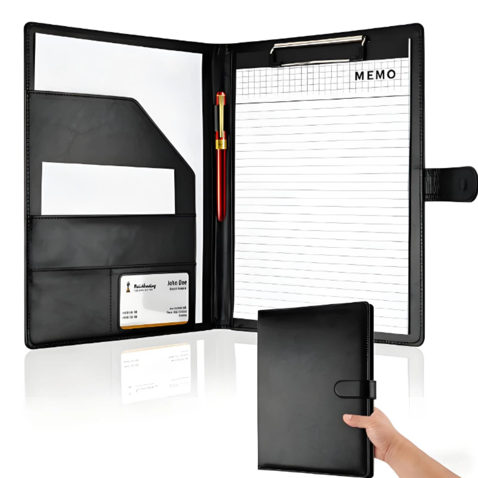 a4-clipboard-folder-rigid-hardcover-a4-clipboard-portfolio-pu-leather-padfolio-lined-writing-surface-document-organizer-folder