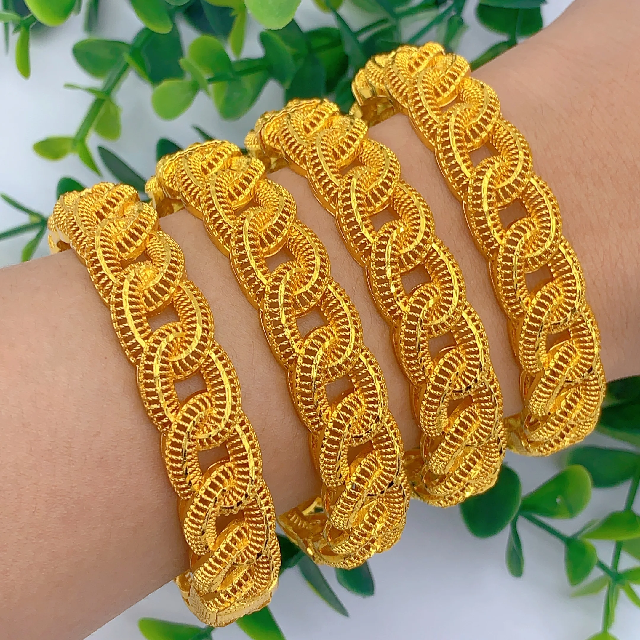 Arabische Charm-Armbänder, vergoldet, für Frauen, indischer, Dubai-, afrikanischer, äthiopischer Handschmuck, Geschenke für Hochzeiten und Partys – Detail 3