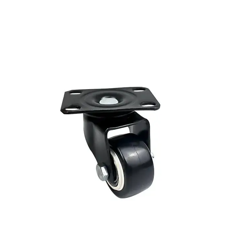 1.5 인치 듀티 헤비 직경 200KG 검정색 폴리우레탄 트롤리 휠 팩 캐스터 캐스터 가구 4/6 회전