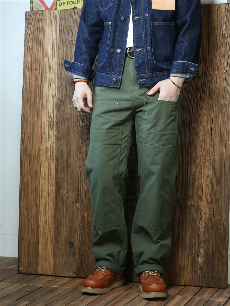 

Retro American Canvas Work Pants Multi-ket Outdoor Casual Men's Long Trousers Youthful Energy Sle Straight Leg Jeans