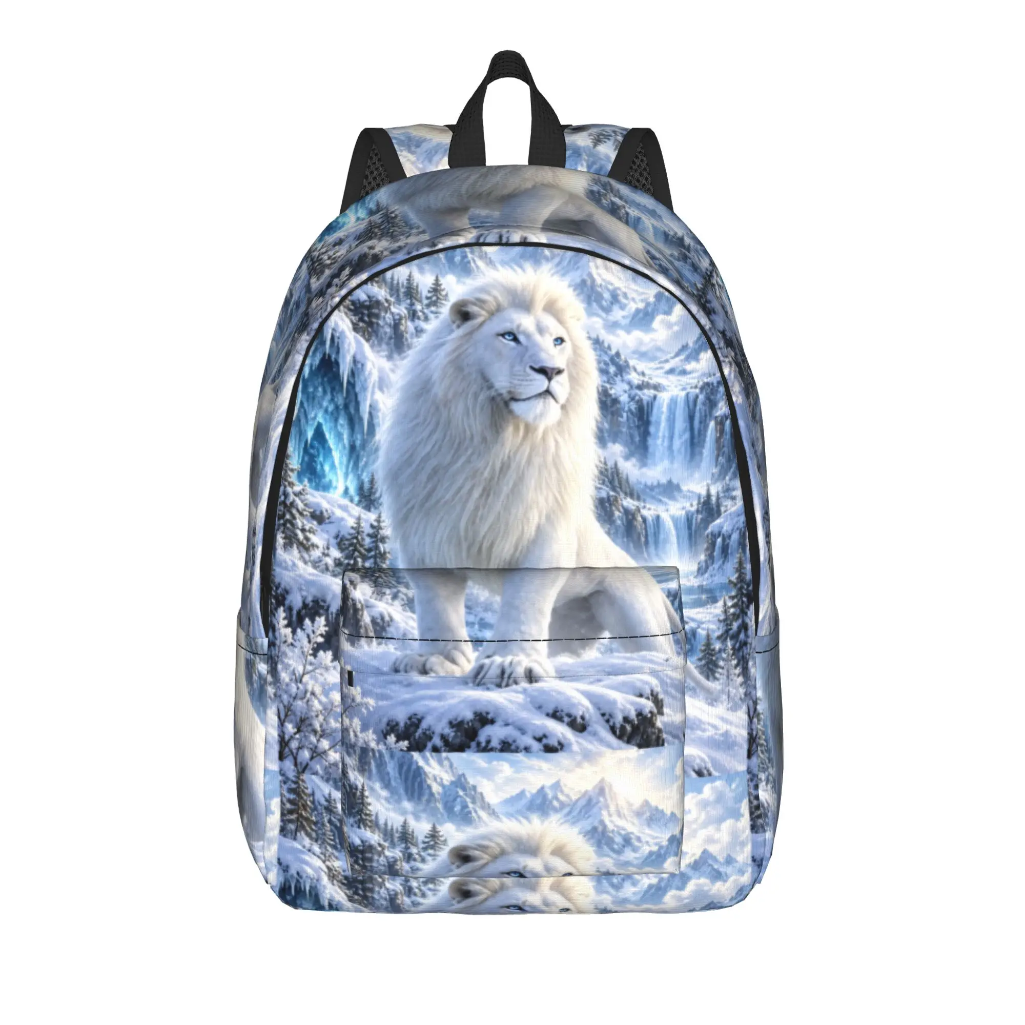 White Lion Single Digital Printed Backpack Boy Girl  Big Backpacks Polyester Funny High School Bags University Colorful Rucksack
