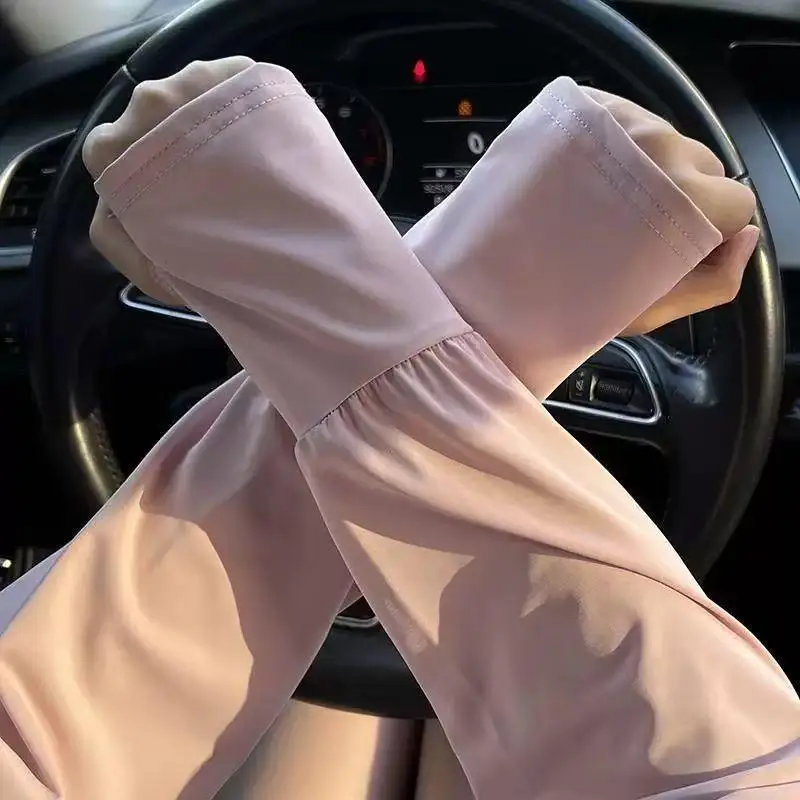 

1Pair Summer Ice Silk Men Woman Loose Sunscreen Sleeves UV Ice Gloves Riding Arm Guards Sport Running Driving Absorbent