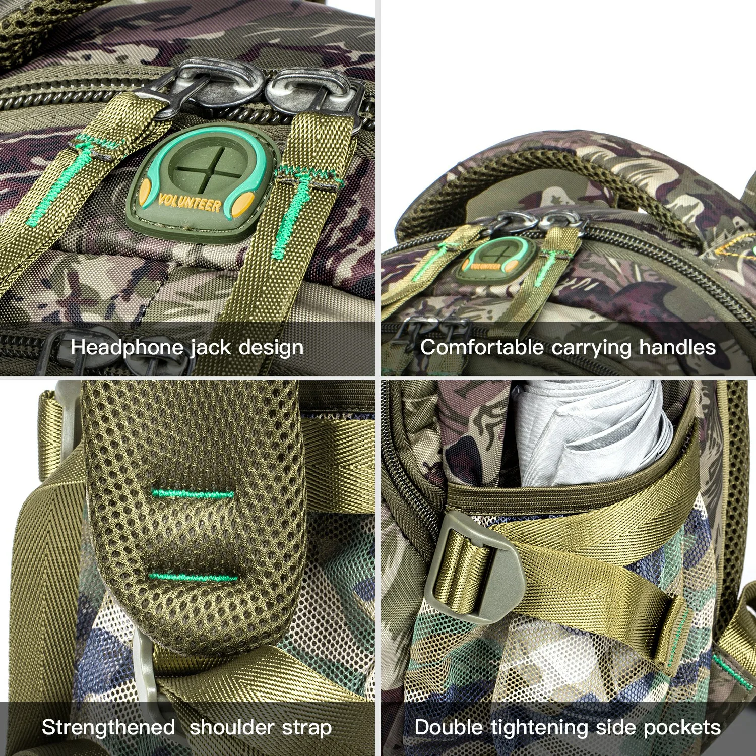 Volunteer Backpacks for Men Travel Waterproof Large Capacity Camouflage Multi-pocket High Quality Oxford Shoulders Bag 1612-01