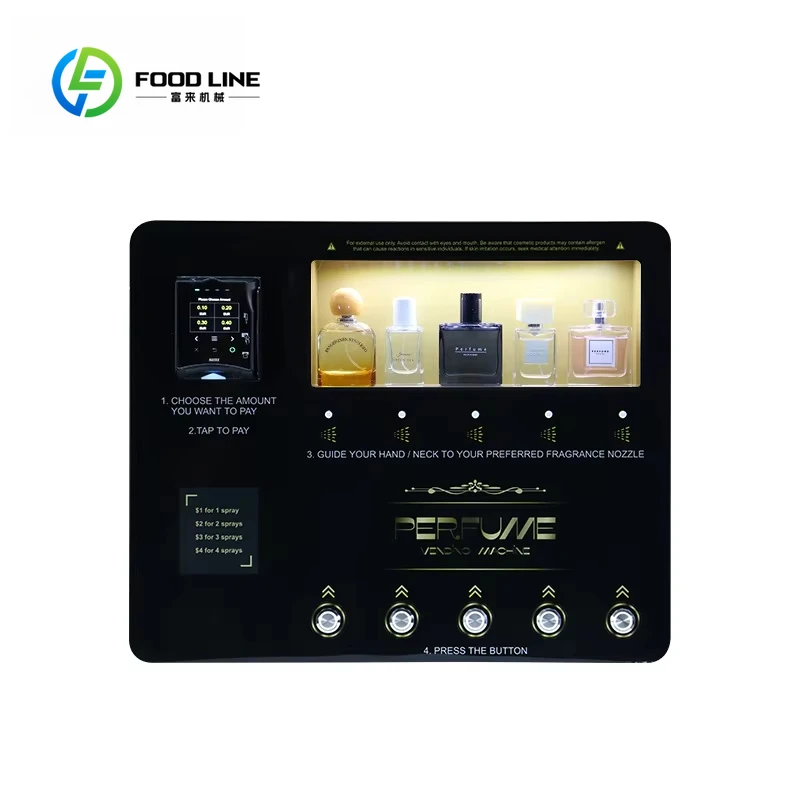 

Customized Smart Automatic 5 Spray Nozzle Perfume Dispenser Vending Machine Card Reader Cash Coin Acceptor Shop Use