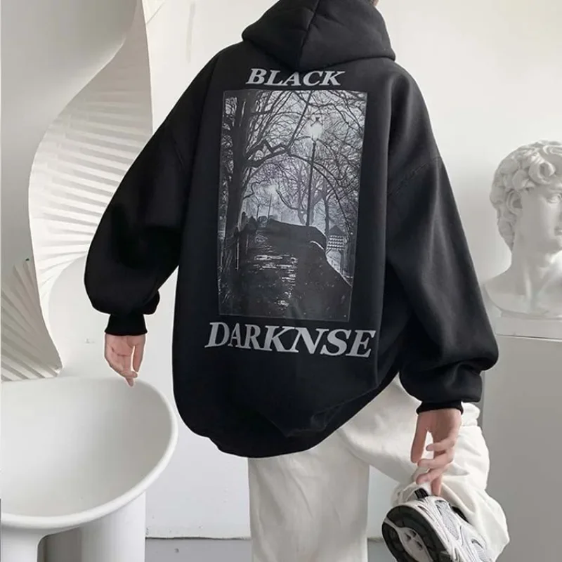 Hip Hop Sweatshirts For Man Hooded White Graphic Men's Clothing Winter Loose Autumn Aesthetic Funny Wholesale Offers Hoodies