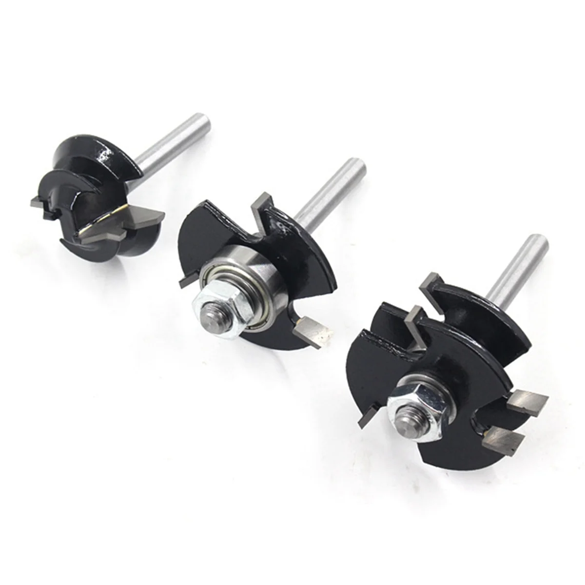 AF90-7Pcs Woodworking Milling Cutter 45-Degree Tenon Cutter Jigsaw 3-Tooth T-Type Engraving Machine Woodworking Cutter