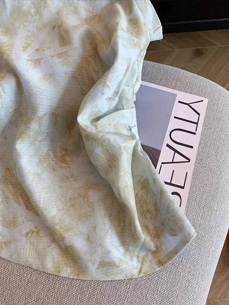 

Китайский воротник-стойка в стиле ретро с принтом тай-дай, без насадок, ажурный дизайн, летняя сенсация, изысканный принт, бизнес...