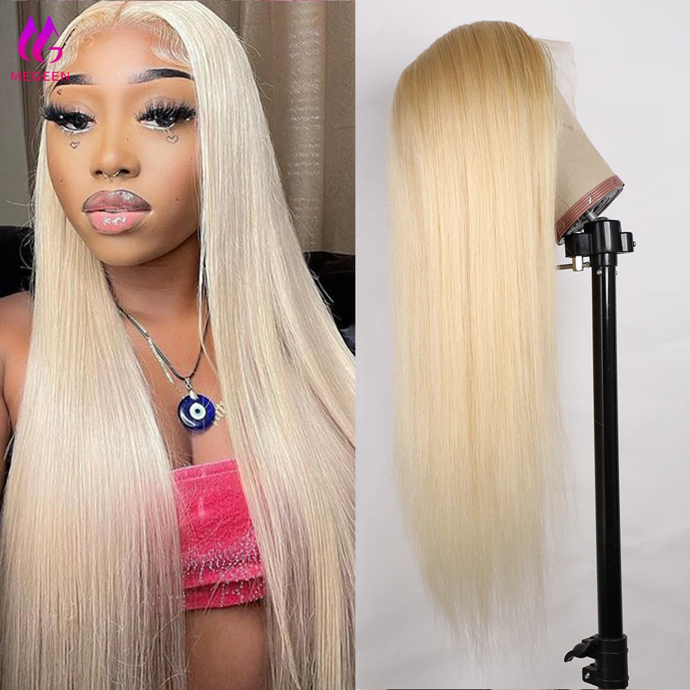 Megeen 613 Blondine kann Perücken 13x4 HD transparente Spitze Frontal Perücken jungfräuliches Haar vor gezupft 100% Echthaar Spitze Front Perücken gefärbt werden