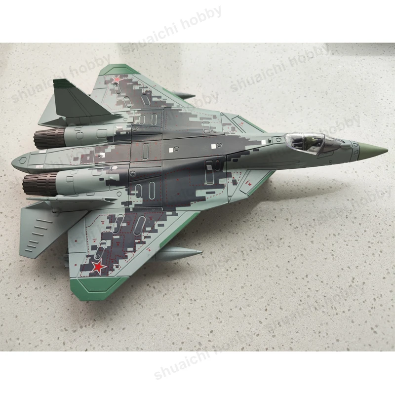 1PCS 1/72 Scale Russian Su-57 Fighter Jet Plastic Model Finished Aircraft Static Ornament with Display Rack for DIY Collection