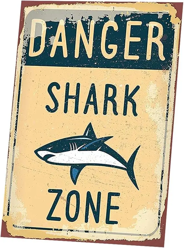 Danger Shark Zone Danger Metal Sign Home Pub Wall Decor