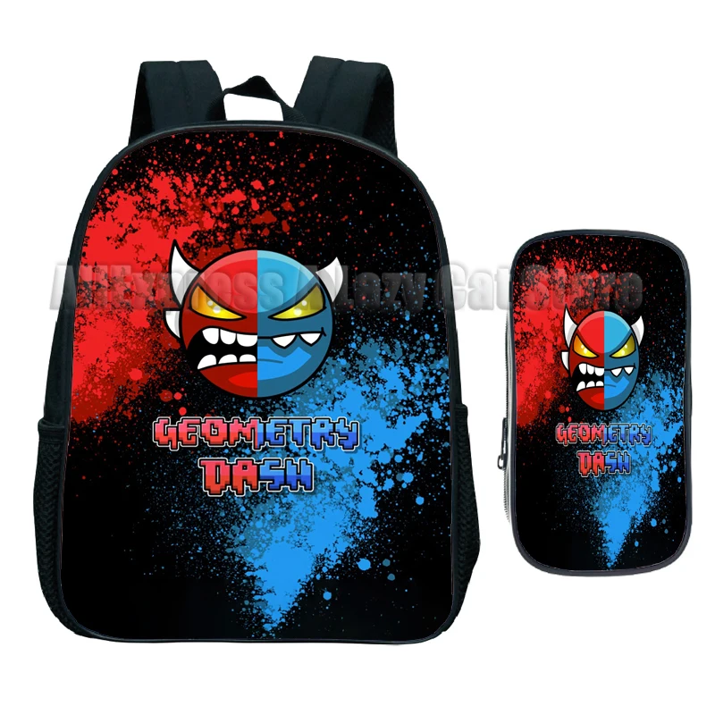 Angry Geometry Dash SchoolBags Cartoon Kids zaino alla moda zaino per studenti primari dell'asilo impermeabile