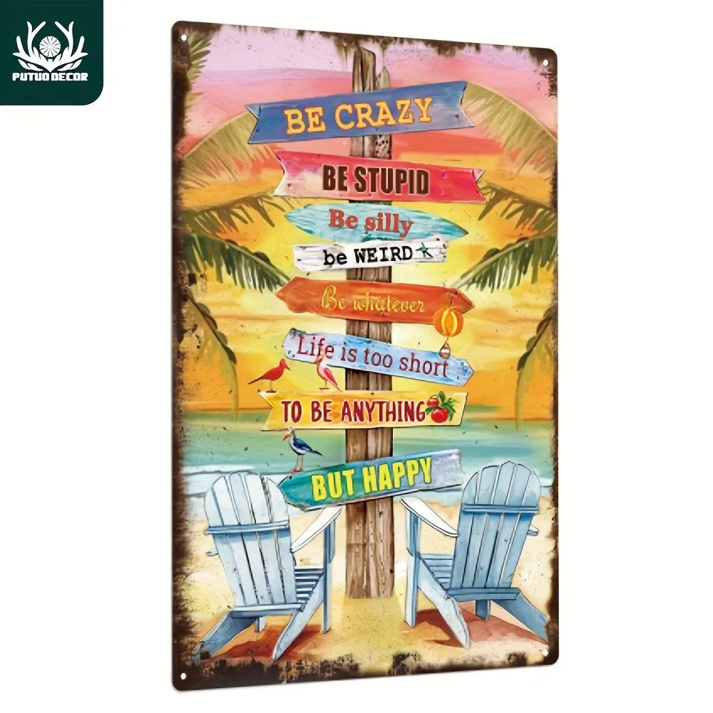 Putuo Funny Slogan Tin Metal Signs Home Décor 8x12,Vintage Poster Retro Relax Wa