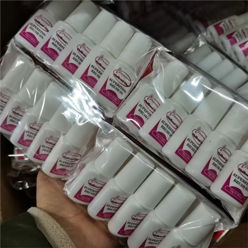 

10g Super Stong Adhesive Liquid Glue For Acrylic Nail Tips Rhinestone Decoration Press On Nails Bond Glue Brush On Nail Art Glue