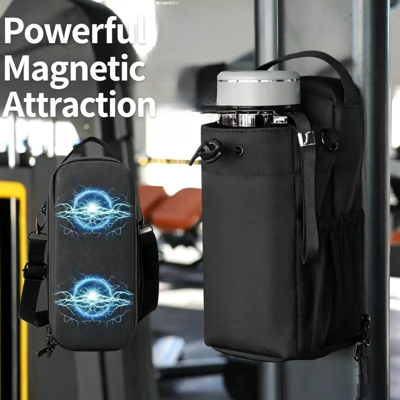 Magnetic Gym Water Bottle Bag With Magnet Multi-Function Carrier Bag Portable Sports Fitness Bag Gym Accessories Storage Pack