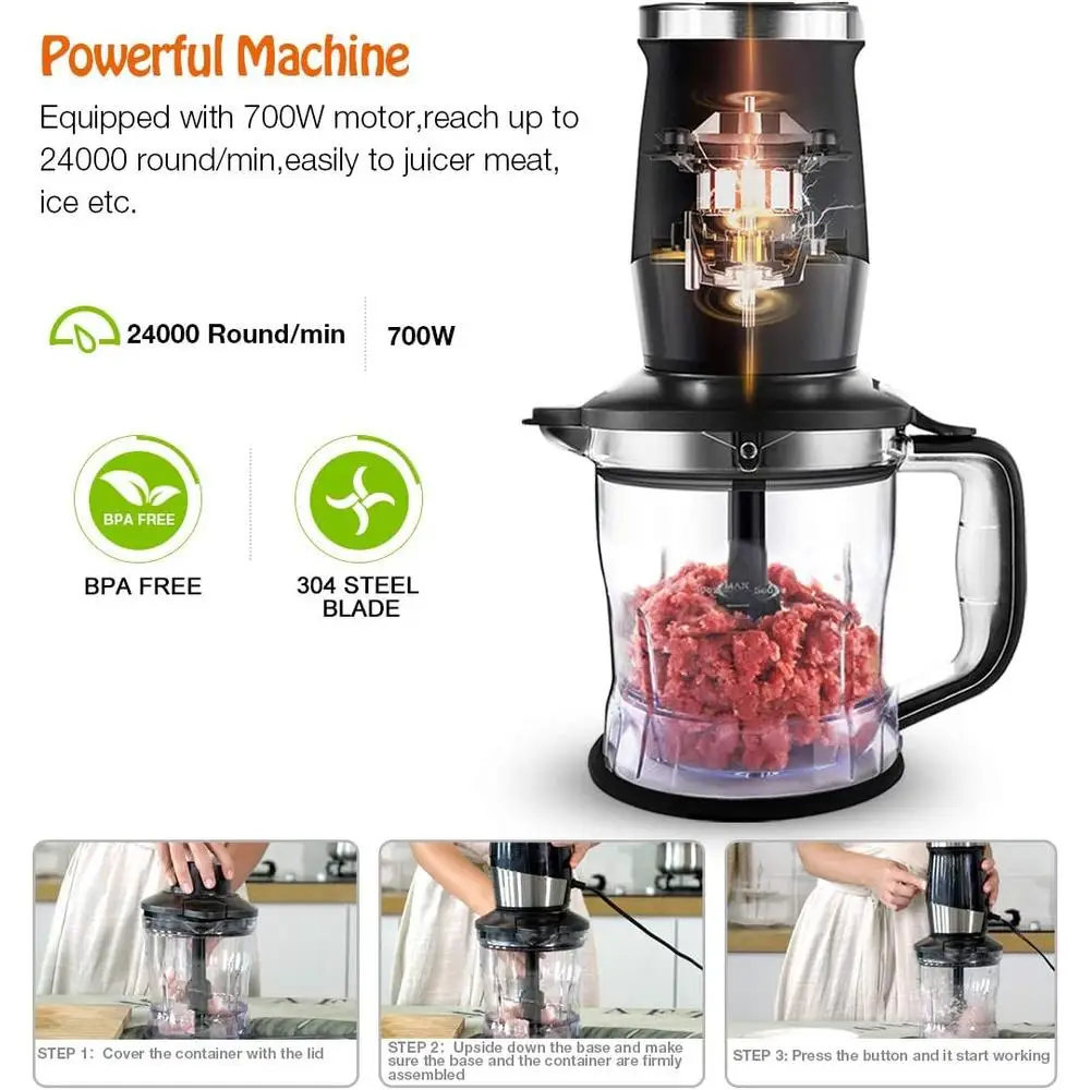 700W Blender Food Processor Combo Smoothie Maker Chopper Grinder Portable Kitchen Appliance Easy Clean Personal Blender