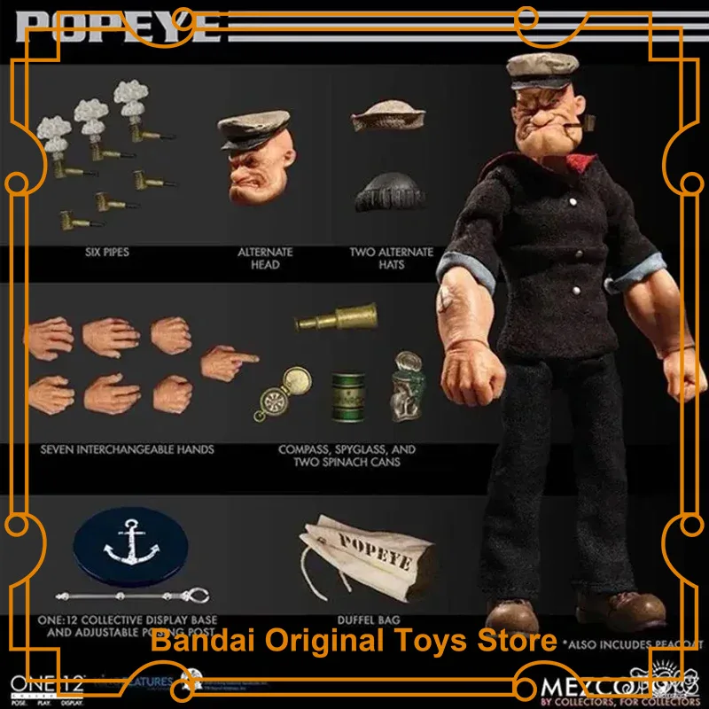 Original Mezco ONE:12 Popeye the Sailor Anime Action Figures PVC Boxed Brand New Toys Collectible Model Ornaments