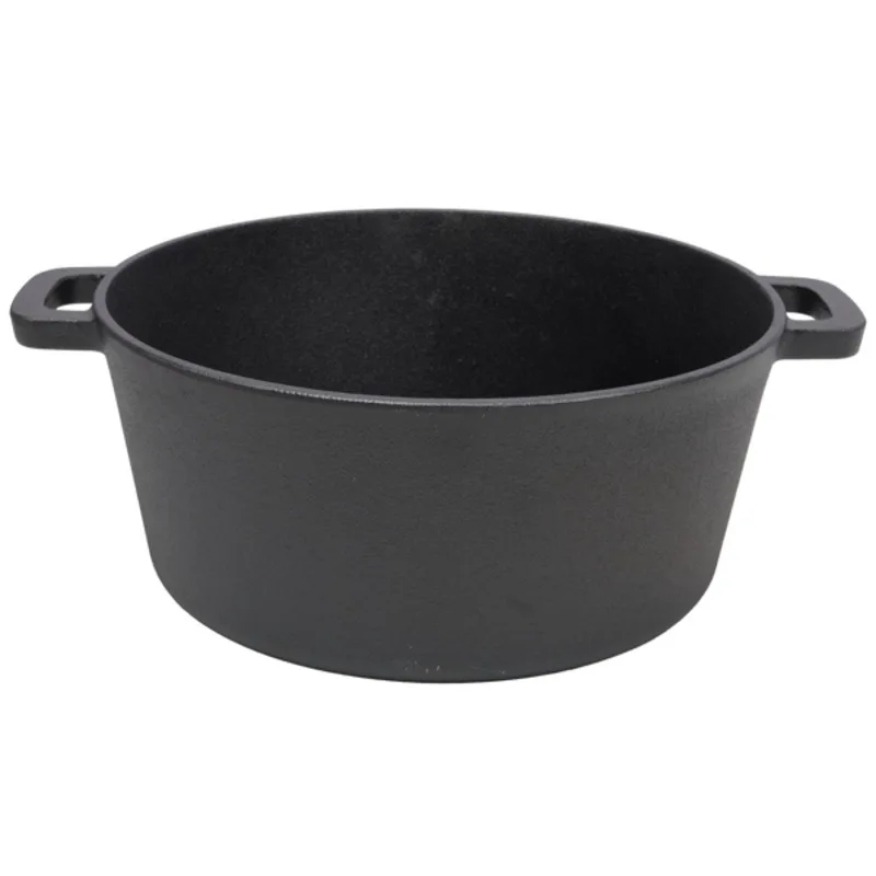 

1-Piece Pre-Seasoned Cast Iron Dutch Oven With Dual Handles Outdoor Deep Pot Suitable For Camping Stove Cooking Grilling