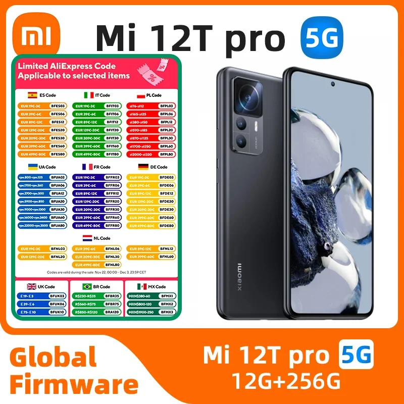 Ponsel Android Xiaomi 12T Pro 5G, RAM 8GB ROM 256GB Qualcomm Snapdragon 8 + Gen1 5000mAh 200MP