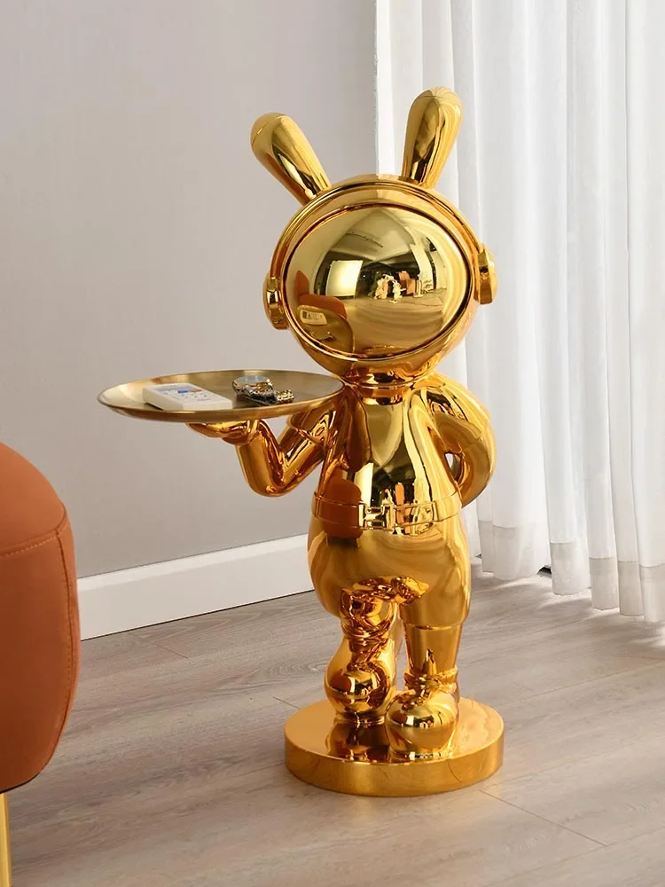 Nordic Home Decor Space Rabbit Statue LivingRoom Decoration Large Resin Sculpture Kawaii Room Decor Home Accessories Figurine