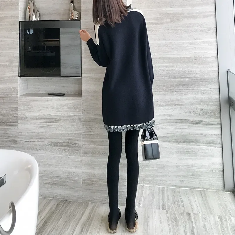 Splicing Harajuku Style Loose Waist T-shirt Skirt Base Shirt Long Sleeved Slimming Casual Dress