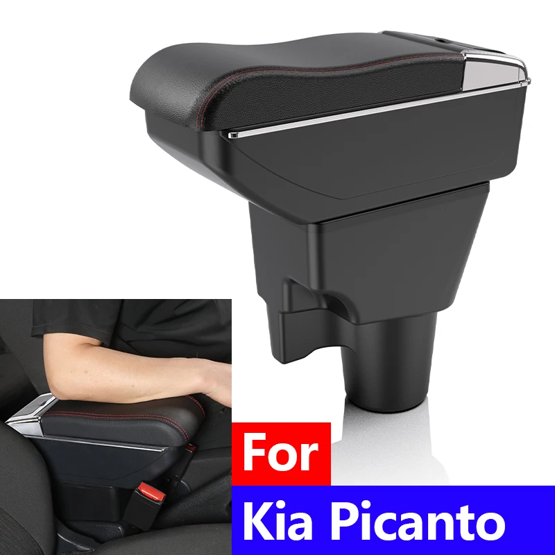 

Подлокотник для Kia Picanto, ящик для хранения центральной консоли с подстаканником, аксессуары для салона автомобиля