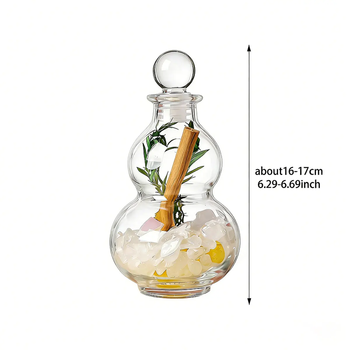 1PC Natural Crystal Crushed Stone Fortune Ornament, Citrine Yuanbao Gourd Bottle, Home Entrance Decor, Festival Gift
