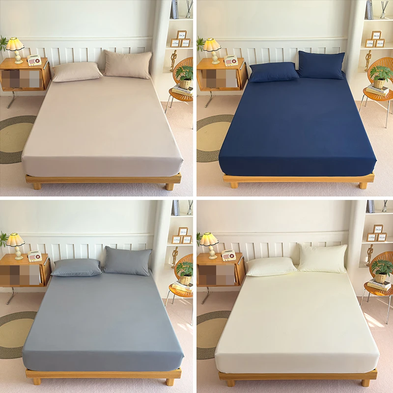 Einfarbige Matratzenbezüge, verstellbares, rutschfestes Bettlaken mit elastischem Band für Queen King 90/140/160 x 200 – Detail 6