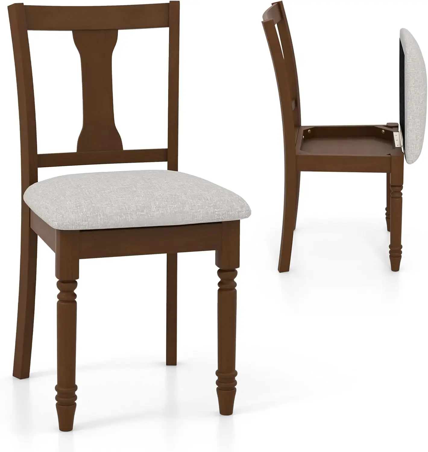 

Wood Dining Chairs Set Of 2, Farmhouse Dining Room Chair With Cushion Seat, Arml Wooden Dining Side Chairs With Solid Acacia