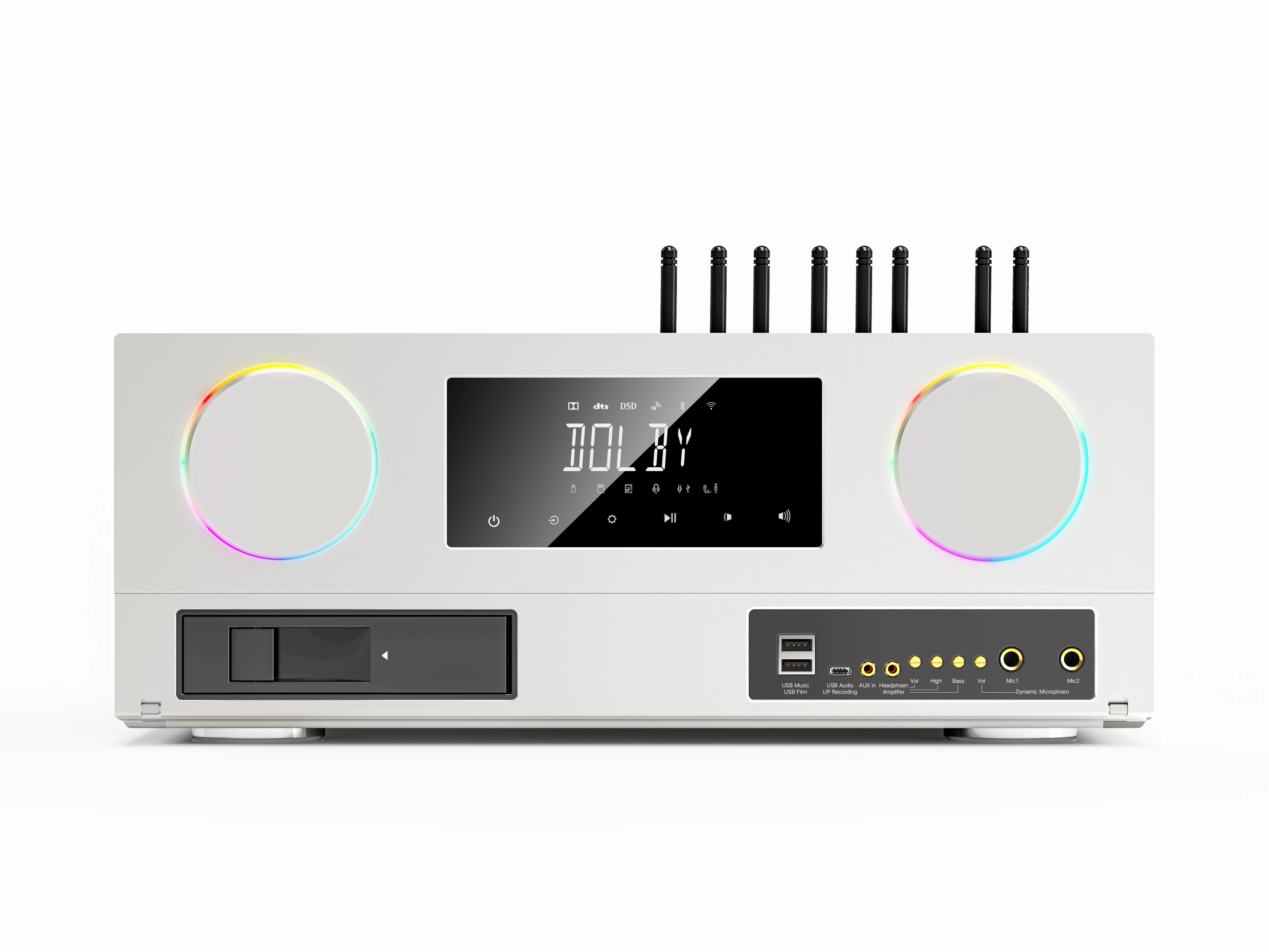 New 1200W High-Power 5-in-1 Home Theater Karaoke Amplifier RGB LED Lighting For 5.3 Wireless Charging Dual Mode Connection