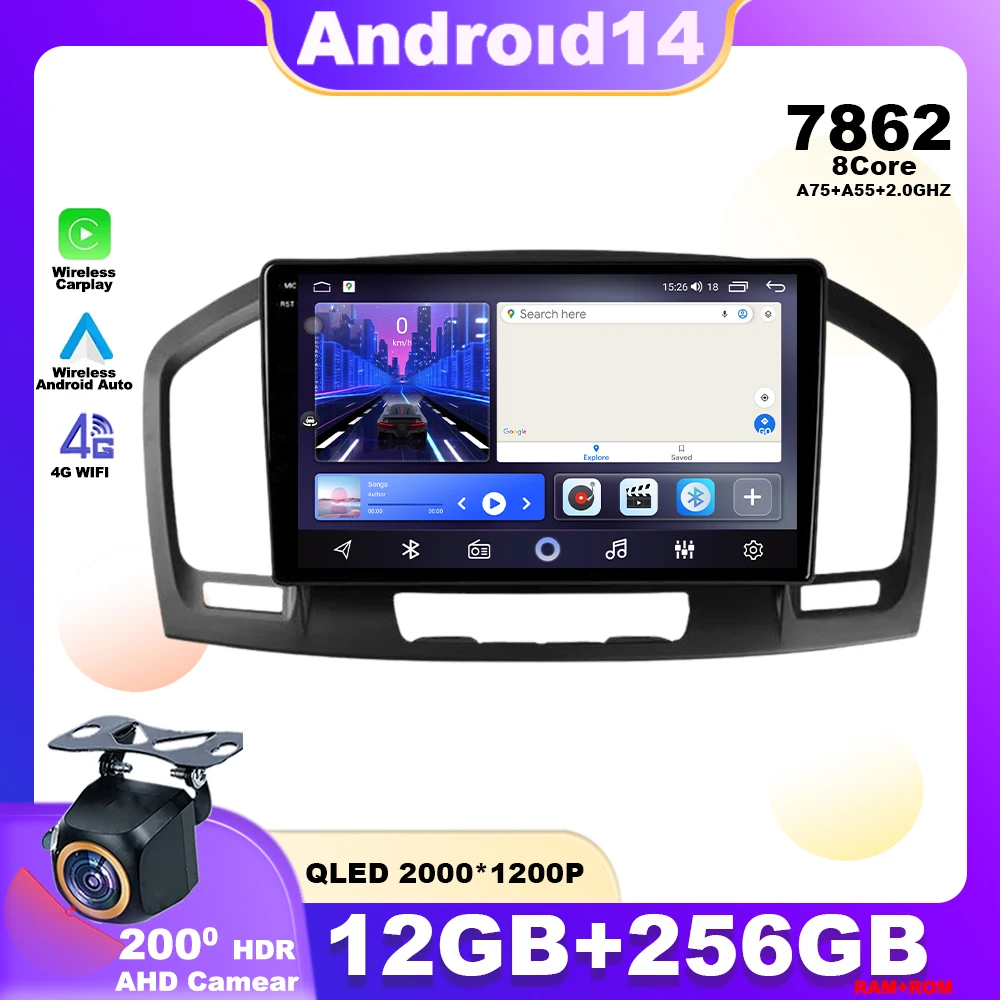 Android 14 For Buick Regal 2013-2017 Opel Insignia Car Radio Multimedia Player Stereo Navigation GPS 4G Wireless Carplay Auto