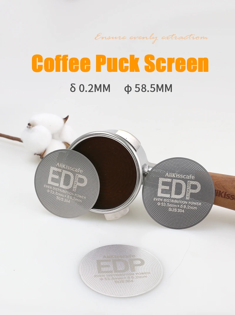 Alikisscafe Kaffee Puck Bildschirm 0,2mm Espresso Filter 51mm 53,5mm 58,5mm Für Delonghi Breville Siebträger Zubehör barista Werkzeug – Detail 4