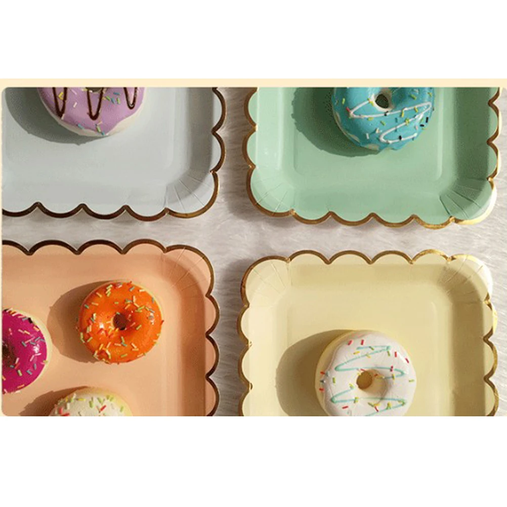 

24pcs Colorful Paper Cake Plates Disposable Lace Design Tableware Set for Wedding Birthday Party Eco Friendly Food Grade