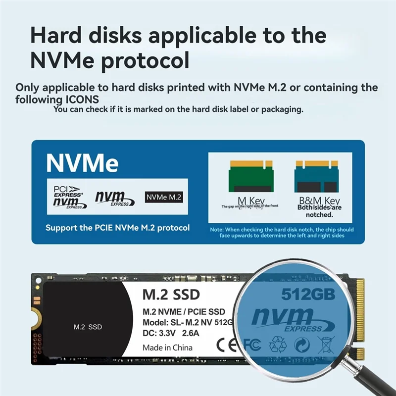 Top-M. 2 für NVME SATA SSD-Gehäuse mit Display, USB-Typ-C-Adapter, Dual-Protokoll-SSD-Box für NVME/NGFF SSD-Festplatte