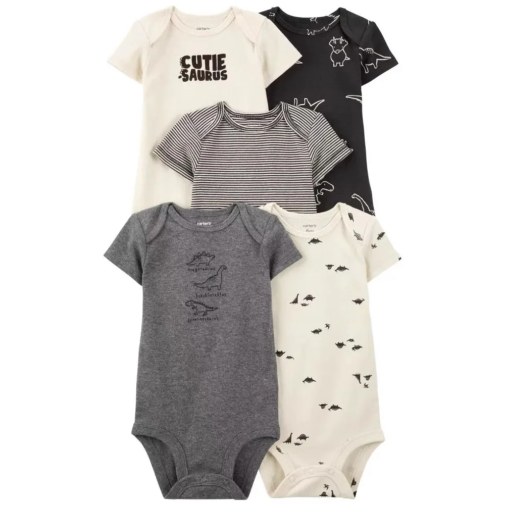 5 Pcs/Lot Four Seasons Fashion Cartoon Short Sleeve Baby Boy Girl Bodysuits 100% Cotton Soft Unisex Newborn Onesies Clothing 24M