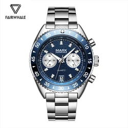 Top Brand Mark Fairwhale Fashion Business Men’s Watches Stainless Steel Blue Clock Luxury Waterproof Quartz WristWatch Man Reloj