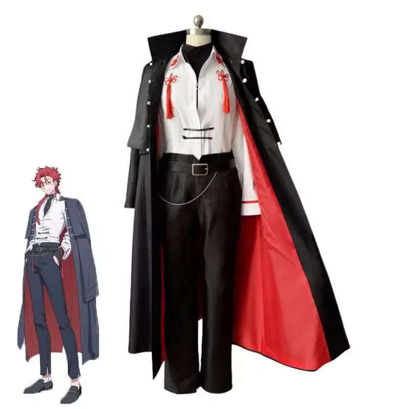 

Link Click Vein Cosplay Costume Red Long Cape Suit Unisex Outfit Folding Fan Prop for Anime Halloween Roleplay