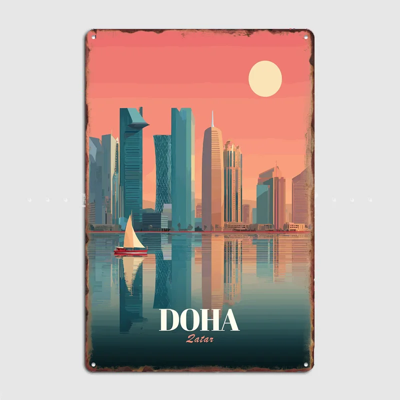 Doha Qatar City Scenery Poster Metal Sign Room Decor Life Wall Custom Bedroom Indoor Home Wall Decor Posters Room Decoration