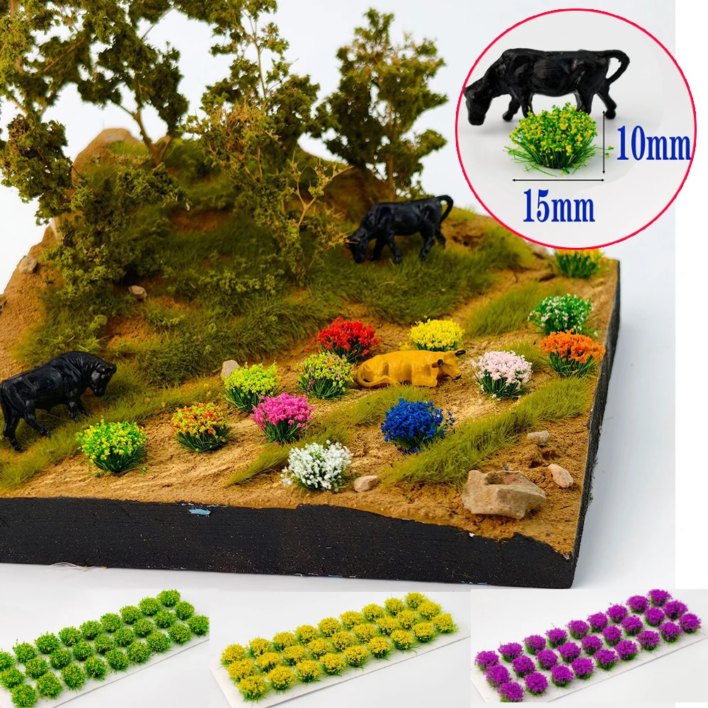 

27Pcs Mini Static Grass Tuft Flower Cluster Vegetation Groups Artificial Matte Viscose Model 10MM Grass DIY Sand Table Landscape
